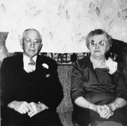 50th wedding anniversary picture of Rena Sloman and Ernest Bremer taken ca. Nov. 1957.